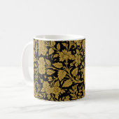Antique Gold Floral Indian Lac-work Black Pattern コーヒーマグカップ (正面左)
