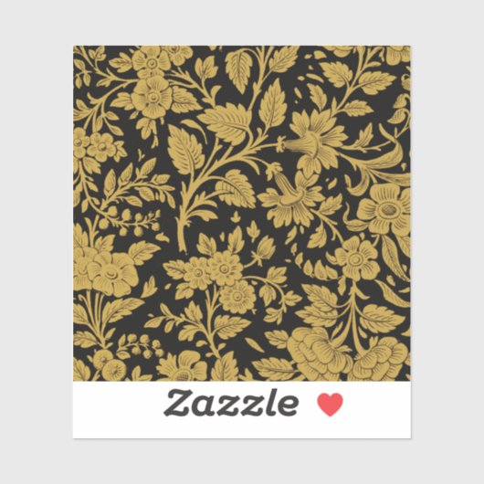 Antique Gold Floral Indian Lac-work Black Pattern シール (シート)