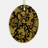 Antique Gold Floral Indian Lac-work Black Pattern セラミックオーナメント (右)