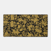 Antique Gold Floral Indian Lac-work Black Pattern デスクマット (正面)