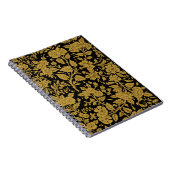 Antique Gold Floral Indian Lac-work Black Pattern ノートブック (右側)