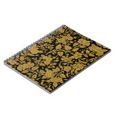 Antique Gold Floral Indian Lac-work Black Pattern ノートブック (左側)