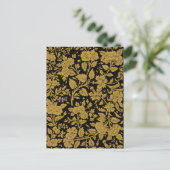 Antique Gold Floral Indian Lac-work Black Pattern ポストカード (スタンド正面)