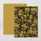 Antique Gold Floral Indian Lac-work Black Pattern ポストカード (正面/裏面)