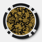 Antique Gold Floral Indian Lac-work Black Pattern ポーカーチップ (裏面)