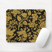 Antique Gold Floral Indian Lac-work Black Pattern マウスパッド (マウス)