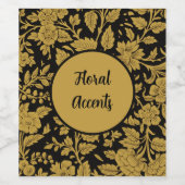 Antique Gold Floral Indian Lac-work Black Pattern ワインラベル (シングルラベル)