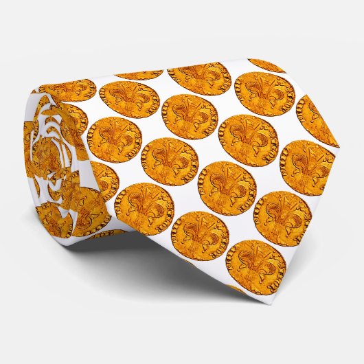 ANTIQUE GOLD FLORENTINE FORINT White ネクタイ (ロール)