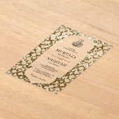 Antique Gold Glitter Frame Muslim Wedding アクリル招待状 (レイダウン)