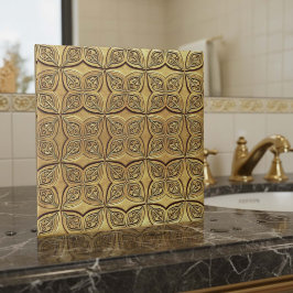 Antique Gold Petal Motif Geometric #9 ID1227 タイル