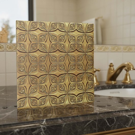 Antique Gold Petal Motif Geometric #9 ID1227 タイル