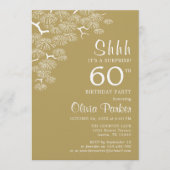 Antique Gold Pine Branch Surprise 60th Birthday 招待状 (正面)