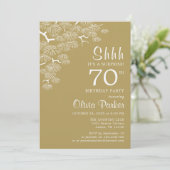 Antique Gold Pine Branch Surprise 70th Birthday 招待状 (スタンド正面)