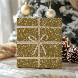 Antique Gold Woodland Holiday Pattern ラッピングペーパー