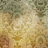 Antique Green Gold Damask  サテンリボン
