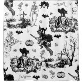 antique halloween witch ghoul skeleton toile goth シャワーカーテン (正面)