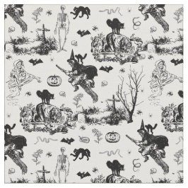 antique halloween witch ghoul skeleton toile goth ファブリック