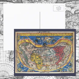 Antique Heart Shaped World Map by Peter Apian 1520 ポストカード