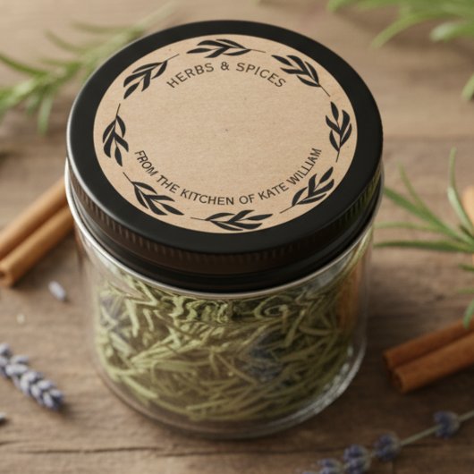  Antique herb and spice label Blank Sticker Label  ラウンドシール