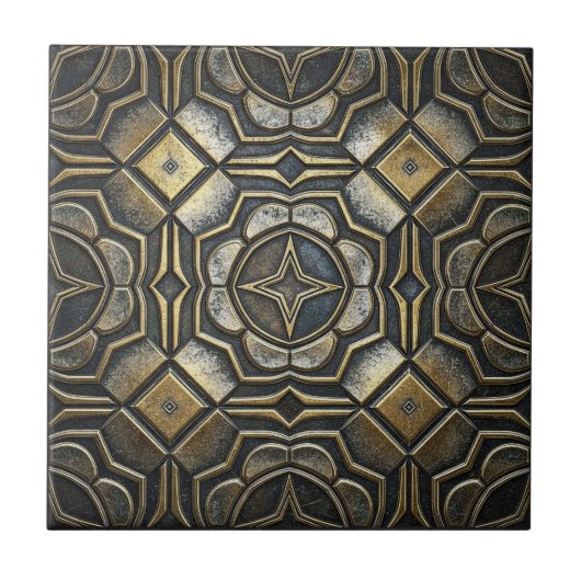 Antique Iron Industrial Geometric #10 ID1227 タイル (正面)