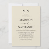 Antique Ivory Elegant Minimalist Initial Wedding 招待状 (正面)