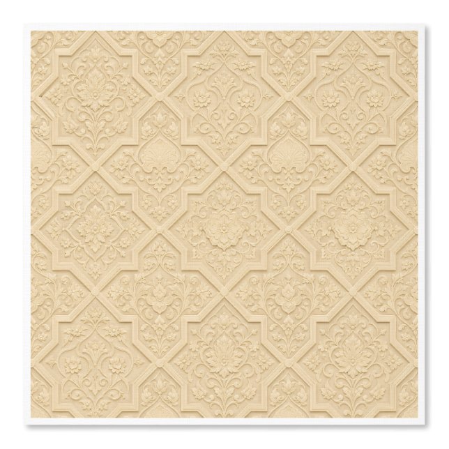 Antique Ivory Persian Floral Tile Wallpaper  壁紙 (正面)