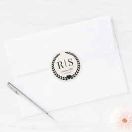 Antique Ivory Wedding Monogram Initials ラウンドシール