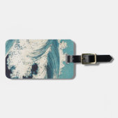 Antique Japanese Blue Waves Ocean Print ラゲッジタグ (正面横)