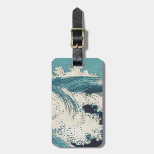 Antique Japanese Blue Waves Ocean Print ラゲッジタグ (正面縦)