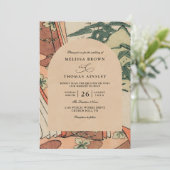 Antique Japanese Kimono Bamboo QR Code Wedding 招待状 (スタンド正面)