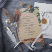 Antique Japanese Kimono Bamboo QR Code Wedding 招待状