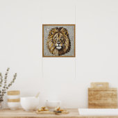 Antique Lion Mosaic ポスター (キッチン)