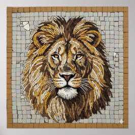 Antique Lion Mosaic ポスター