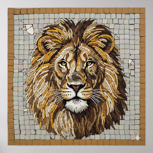 Antique Lion Mosaic ポスター (正面)