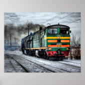 Antique Locomotive Steam Engine Train Poster ポスター (正面)