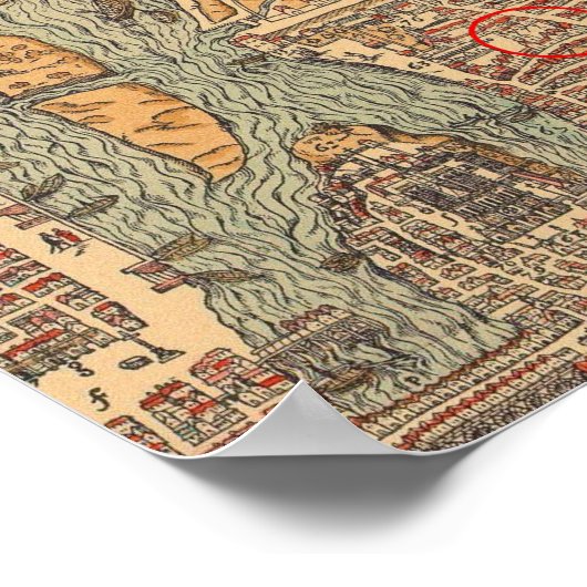 Antique London Waterways Map ポスター (角)