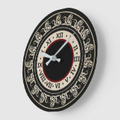 Antique Look Black and Ecru with Burgundy ラージ壁時計 (傾斜)