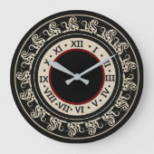 Antique Look Black and Ecru with Burgundy ラージ壁時計 (正面)