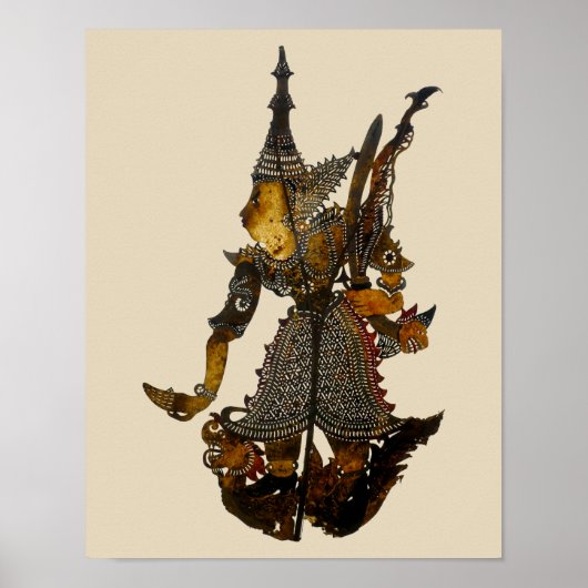 Antique Malaysian Shadow Puppet ポスター (正面)