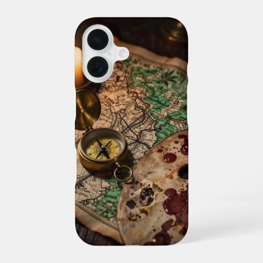 Antique Map and Compass Academia Case iPhone 16ケース (裏面)