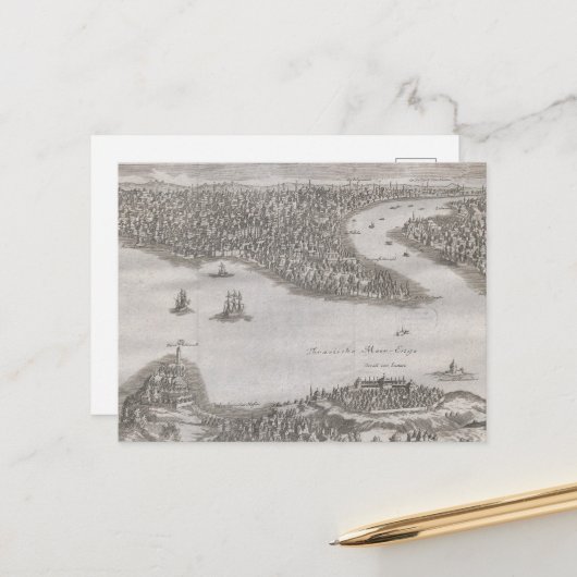 Antique Map Constantinopel Turkey Vintage Ottoman ポストカード (正面/裏面インサイチュ)