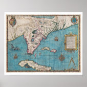 Antique Map of Florida and Cuba ポスター (正面)