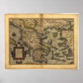 Antique Map of Greece ORTELIUS ATLAS 1570 A.D. ポスター (正面)