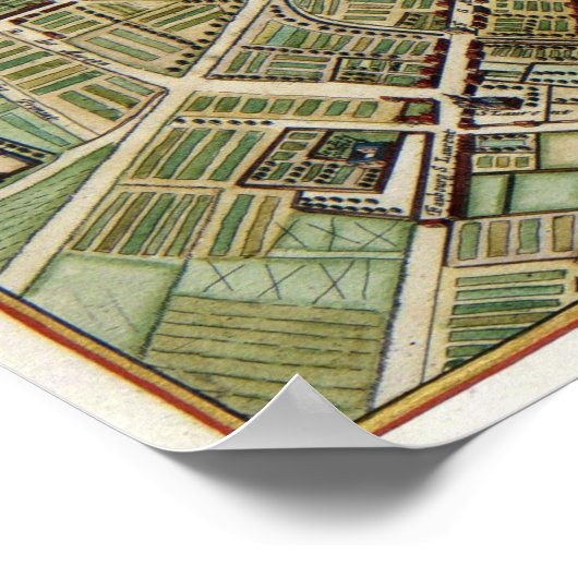 Antique Map of Paris France ポスター (角)