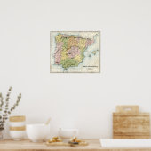 Antique map of Spain and Portugal ポスター (キッチン)