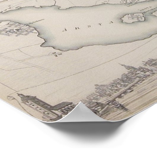 Antique Map of Stockholm, Sweden ポスター (角)