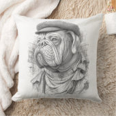 Antique Marble Bulldog Minister Guest Towel クッション (ブランケット)