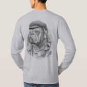 Antique Marble Bulldog Minister Statue in Flat Cap Tシャツ (裏面)