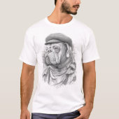 Antique Marble Bulldog Minister Statue in Flat Cap Tシャツ (正面)