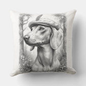 Antique Marble Dachshund Statue Decor Pillow クッション (裏面)
